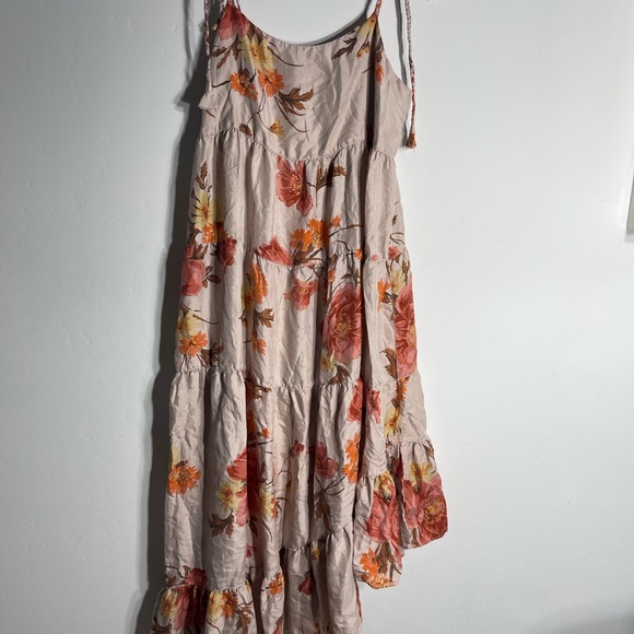 Unsubscribed Heathered Rose Washable Silk Asymmetrical Maxi Dress Size 10 - Picture 3 of 7